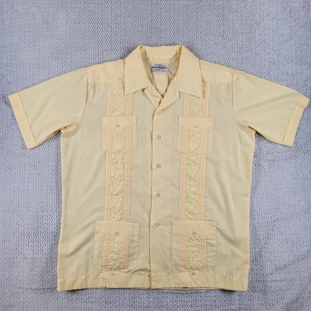 Don Romeo 4 pocket yellow short sleeve button front shirt size XL